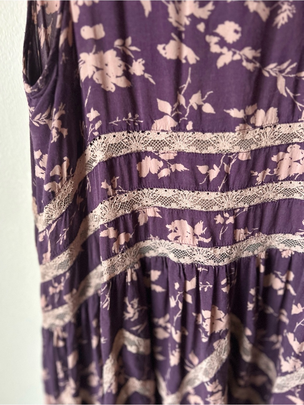 INTIMATELY by Free People Purple Floral Lace Handkerchief Hem Tunic Top - Picture 8 of 10